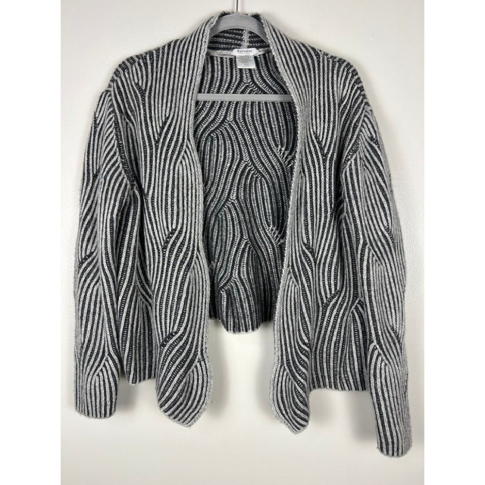 Bartolini Merino Wool Cashmere Blend Open Front Striped Cardigan Made in Italy M
